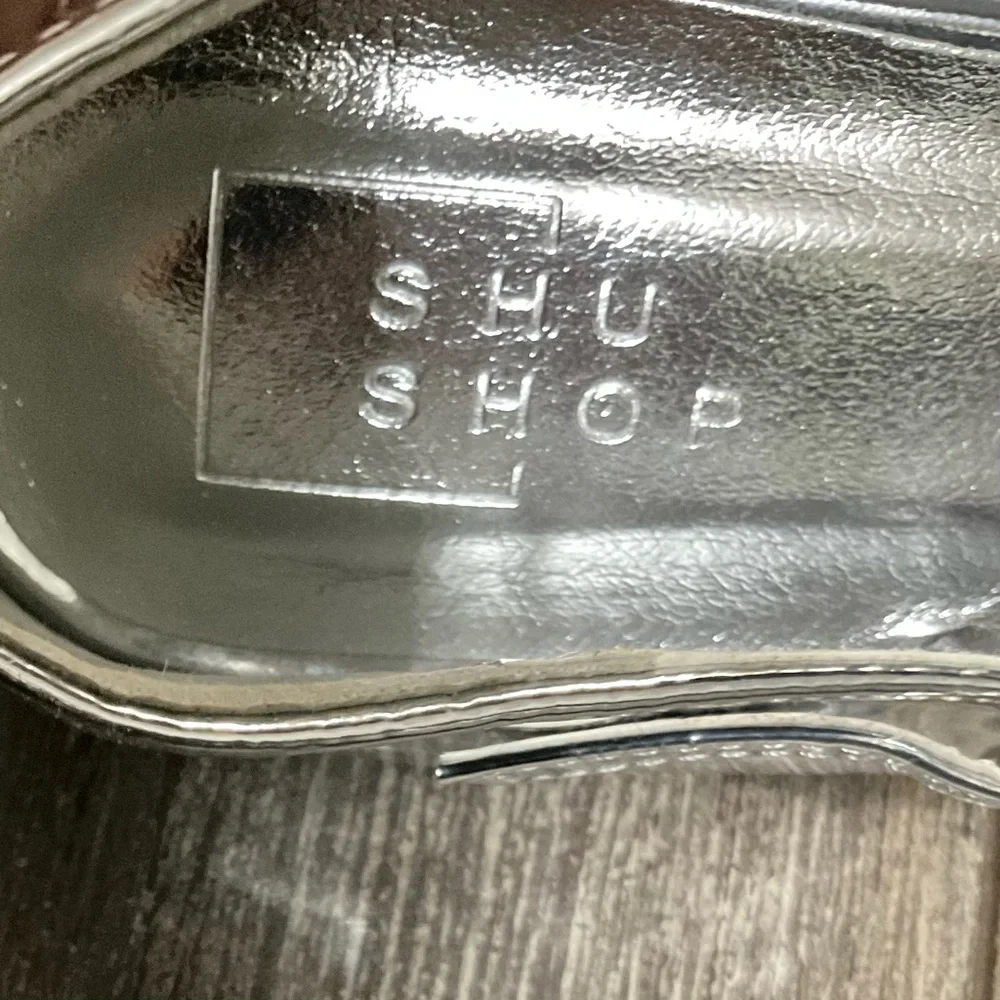 ShuShop Metallic Silver Ballet Flats, Size 9